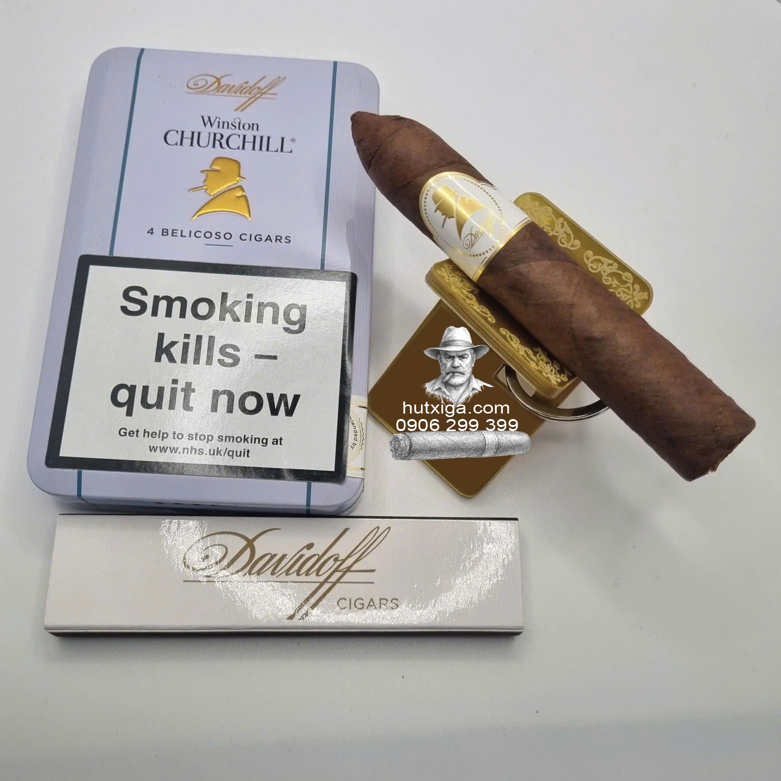 Xì gà Davidoff Winston Churchill Belicoso hộp 4 điếu ảnh 2