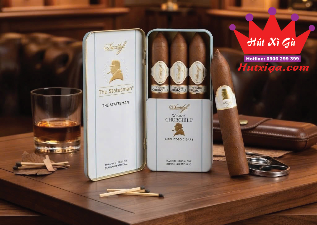 Xì gà Davidoff Winston Churchill Belicoso hộp 4 điếu ảnh 3