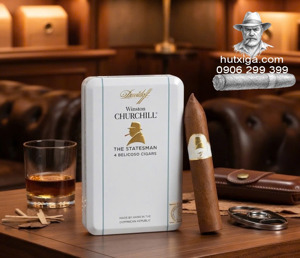 Xì gà Davidoff Winston Churchill Belicoso hộp 4 điếu ảnh 6