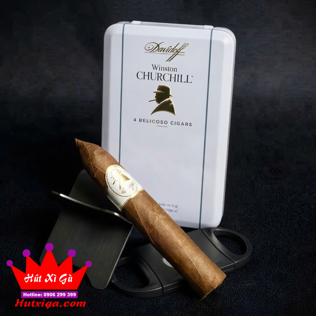 Xì gà Davidoff Winston Churchill Belicoso hộp 4 điếu ảnh 7